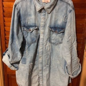 Plus Size Boyfriend Denim Long Sleeve Button Down